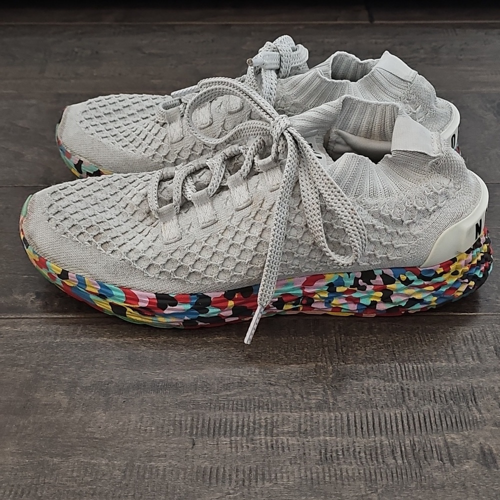 NOBULL Light Gray Knit Sneakers with Multicolor Speckled Sole